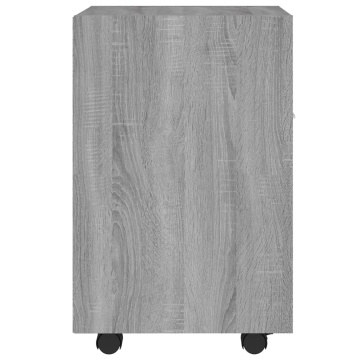 Dulap lateral cu roți gri sonoma 33x38x60 cm lemn prelucrat - Img 4