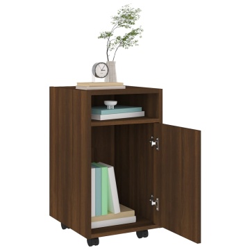 Dulap lateral cu roți stejar maro 33x38x60 cm lemn prelucrat - Img 6