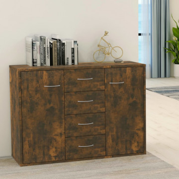 Dulap lateral, stejar fumuriu, 88x30x65 cm, lemn compozit - Img 1