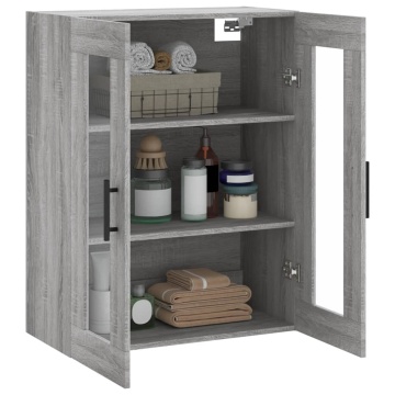 Dulap montat pe perete, gri sonoma, 69,5x34x90 cm - Img 8