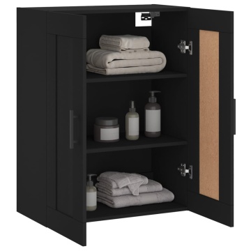 Dulap montat pe perete, negru, 69,5x34x90 cm, lemn prelucrat - Img 8