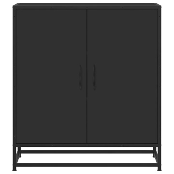 Dulap, negru, 68x35x76 cm, lemn prelucrat și metal - Img 4