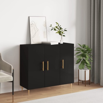 Dulap, negru, 90x34x80 cm, lemn compozit - Img 1