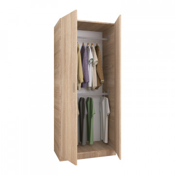 Dulap Niro cu Bara Haine 200x80x50 cm, Culoare Sonoma, Material PAL 18mm - Img 2