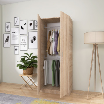 Dulap Niro cu Bara Haine 200x80x50 cm, Culoare Sonoma, Material PAL 18mm - Img 4