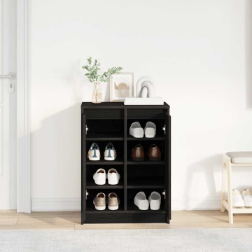Dulap Pantofi Stejar Negru 57x34x76 cm Lemn prelucrat - Img 3