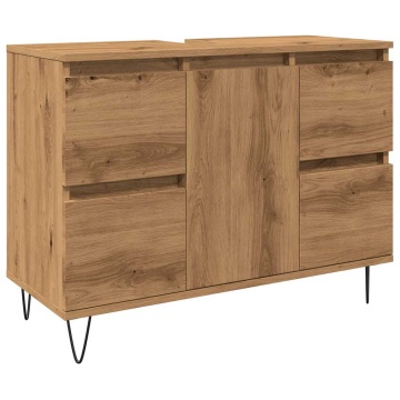 Dulap pentru baie stejar artizanal, 80x33x60 cm, lemn prelucrat - Img 2