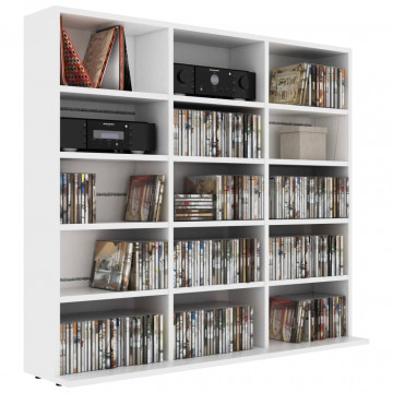 Dulap pentru CD-uri, alb, 102 x 23 x 89,5 cm, PAL - Img 3