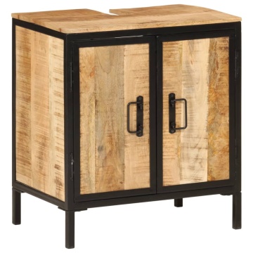 Dulap pentru chiuvetă de baie 55x35x60 cm lemn masiv mango&fier - Img 1