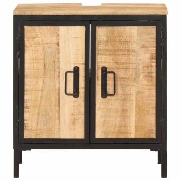 Dulap pentru chiuvetă de baie 55x35x60 cm lemn masiv mango&fier - Img 3