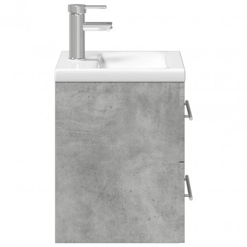 Dulap pentru chiuvetă de baie, lavoar încorporat, gri beton - Img 5
