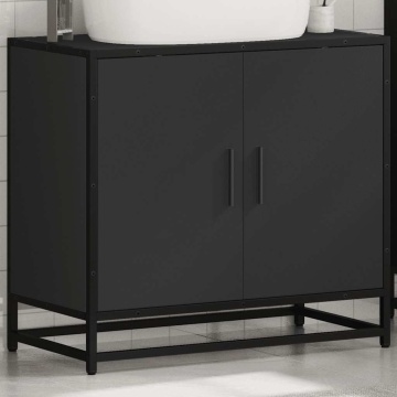 Dulap pentru chiuvetă de baie negru 65x33x60 cm lemn prelucrat - Img 4