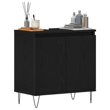 Dulap pentru chiuvetă de baie Stejar Negru 58x33x60 cm Lemn prelucrat - Img 3