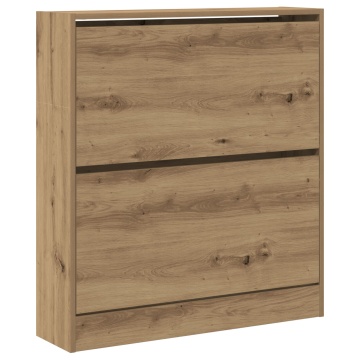 Dulap pentru pantofi cu sertar rabatabil Stejar afumat 80x21x87,5 cm - Img 2