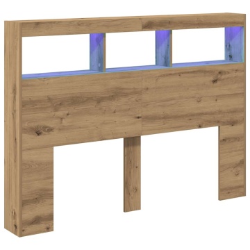 Dulap pentru tăblie cu LED Stejar Artisan 140x17x102 cm - Img 3