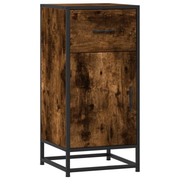 Dulap, stejar fumuriu, 35,5x35x76 cm, lemn prelucrat și metal - Img 2