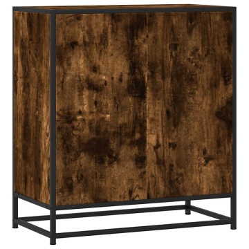Dulap, stejar fumuriu, 68x35x76 cm, lemn prelucrat și metal - Img 2