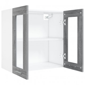 Dulap suspendat cu sticlă, gri sonoma, 60x31x60 cm, lemn - Img 8