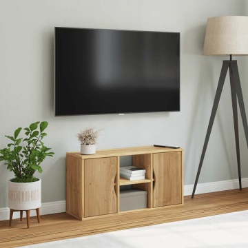 Dulap TV „ODDA” 79x24x40 cm din lemn masiv de pin - Img 3