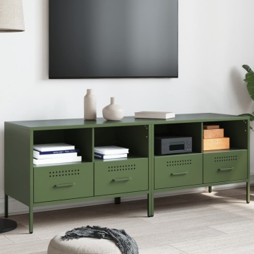 Dulap TV, 2 buc., verde măsliniu, 68x39x50,5 cm, oțel laminat - Img 1