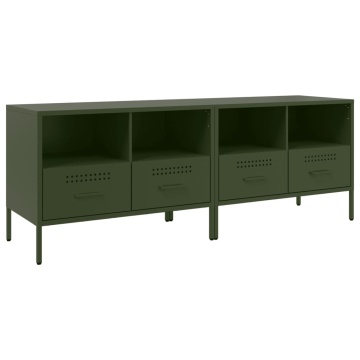 Dulap TV, 2 buc., verde măsliniu, 68x39x50,5 cm, oțel laminat - Img 2
