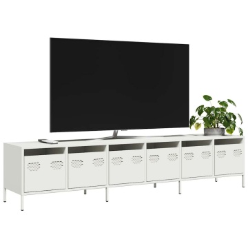 Dulap TV, alb, 202x39x43,5 cm, oțel laminat la rece - Img 1
