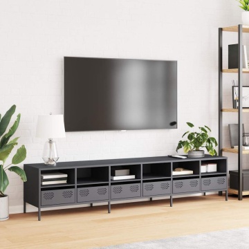 Dulap TV, antracit, 202x39x43,5 cm, oțel laminat la rece - Img 3
