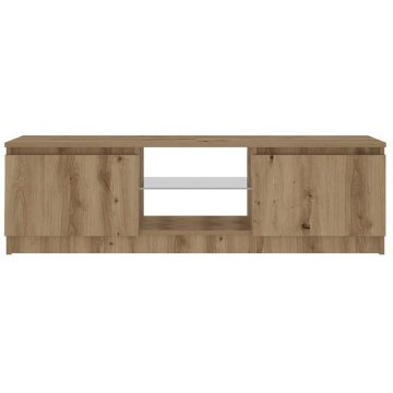 Dulap TV cu LED stejar artizanal 120x30x36cm lemn prelucrat - Img 6