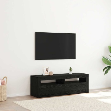 Dulap TV cu LED stejar negru 120x35x40 cm lemn prelucrat - Img 4