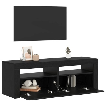 Dulap TV cu LED stejar negru 120x35x40 cm lemn prelucrat - Img 8
