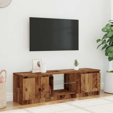 Dulap TV cu lumini LED lemn vechi 120x30x36 cm lemn prelucrat - Img 3