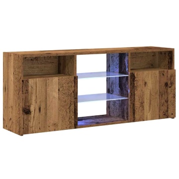 Dulap TV cu lumini LED lemn vechi 120x30x50 cm lemn prelucrat - Img 3