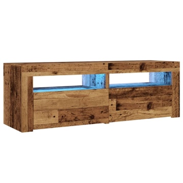 Dulap TV cu lumini LED lemn vechi 120x35x40 cm lemn prelucrat - Img 3