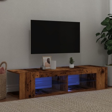 Dulap TV cu lumini LED lemn vechi 135x39x30 cm lemn prelucrat - Img 1