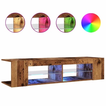 Dulap TV cu lumini LED lemn vechi 135x39x30 cm lemn prelucrat - Img 2