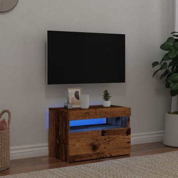 Dulap TV cu lumini LED lemn vechi 60x35x40 cm lemn prelucrat - Img 8