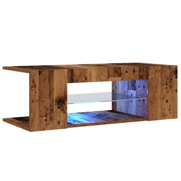 Dulap TV cu lumini LED lemn vechi 90x39x30 cm lemn prelucrat - Img 8