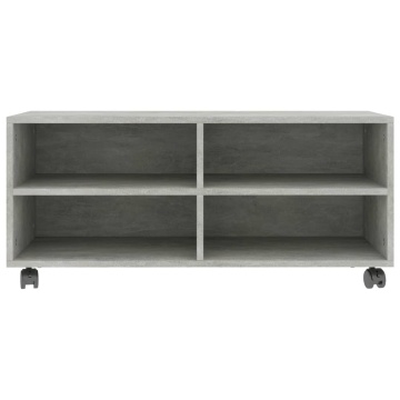 Dulap TV cu rotile, gri beton, 90x35x35, lemn prelucrat - Img 4