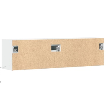 Dulap TV de perete cu lumini LED, alb, 140x31x38 cm - Img 7
