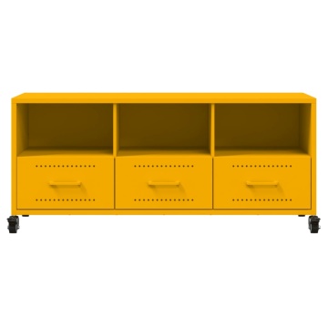 Dulap TV, galben muștar, 100,5x39x43,5 cm, oțel laminat la rece - Img 5