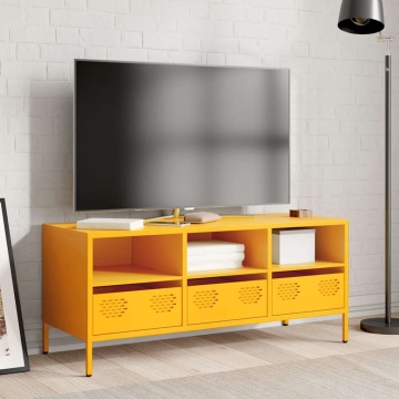 Dulap TV, galben muștar, 101,5x39x43,5 cm, oțel laminat la rece - Img 3