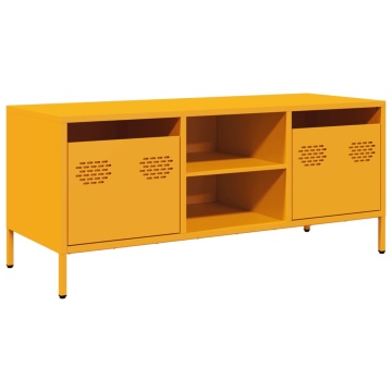 Dulap TV, galben muștar, 101,5x39x43,5 cm, oțel laminat la rece - Img 2
