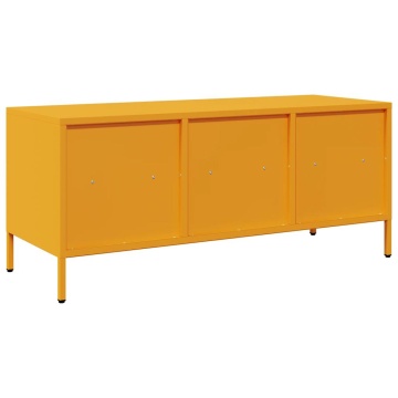 Dulap TV, galben muștar, 101,5x39x43,5 cm, oțel laminat la rece - Img 6