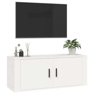 Dulap TV montat pe perete, alb, 100x34,5x40 cm - Img 4