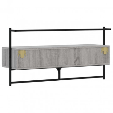 Dulap TV montat pe perete, gri sonoma, 100,5x30x51 cm, lemn - Img 7