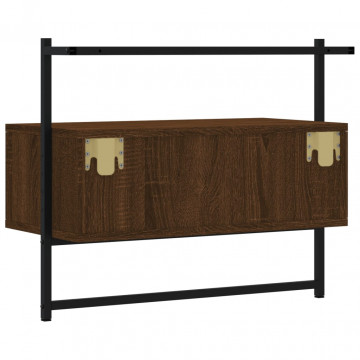Dulap TV montat pe perete, stejar maro, 60,5x30x51 cm, lemn - Img 6