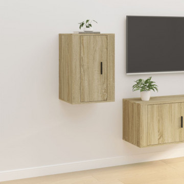 Dulap TV montat pe perete, stejar sonoma, 40x34,5x60 cm - Img 1