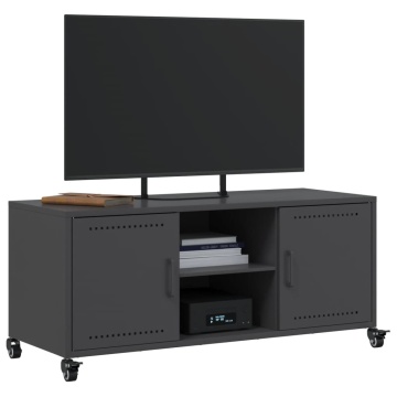 Dulap TV, negru, 100,5x39x43,5 cm, oțel laminat la rece - Img 4