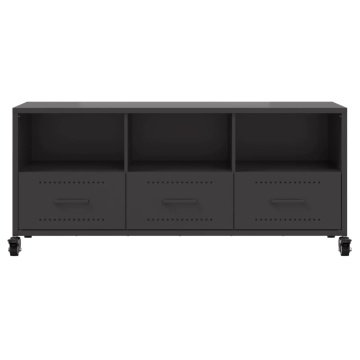 Dulap TV, negru, 100,5x39x43,5 cm, oțel laminat la rece - Img 5