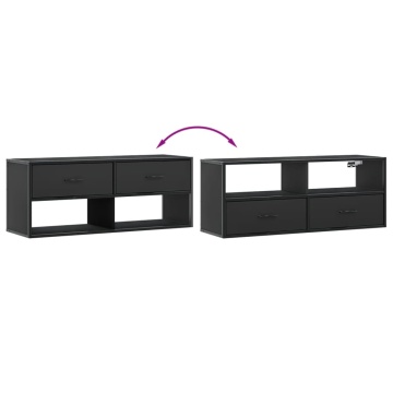 Dulap TV, negru, 100x31x39,5 cm, lemn prelucrat și metal - Img 6